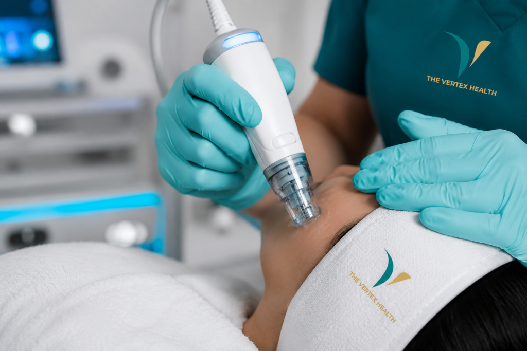 dermatologist performing skin aesthetic treatment procedure in Lahore clinic